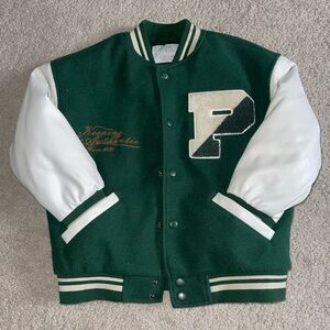 Zara Green and White Varsity Jacket for Kids